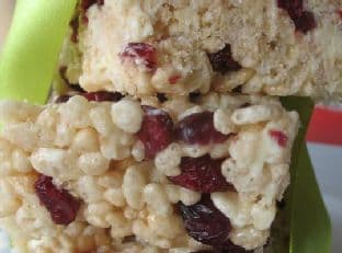Cranberry and White Chocolate Rice Krispies Squares