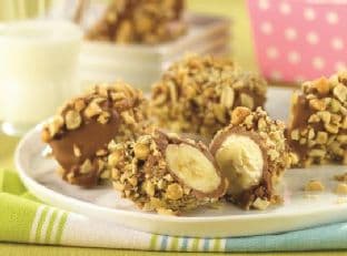 Frozen Chocolate-Dipped Peanut Butter Banana Bites