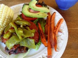 Grilled Turkey Burgers with Roasted Jalapeños and BBQ Sauce