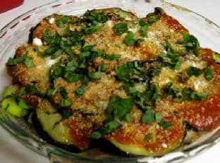 No-Breadcrumb Eggplant, Zucchini and Mushroom Parmesan Bake