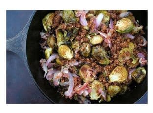 Roasted Brussels Sprouts With Red Onions and Pancetta