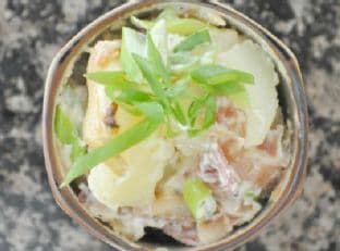 simple potato salad + bacon + onion