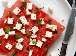Watermelon "Steaks" w. Feta, Mint, and Lime