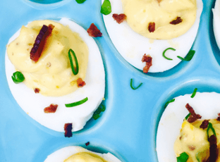 Bacon Scallion Deviled Eggs