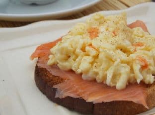 Scrambled Eggs On Toast With Smoked Salmon