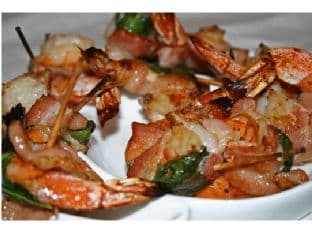 Bacon Wrapped Prawns With Basil and Tellicherry Pepper