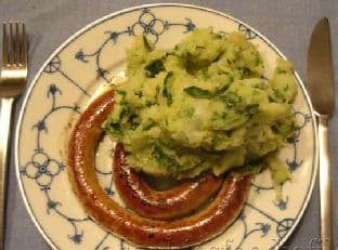 Sausages with Green Cabbage Mash