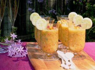 Organic Peach, Cucumber & Golden Tomato Gazpacho