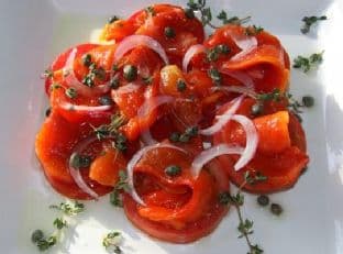Roasted red peppers and tomatoes salad
